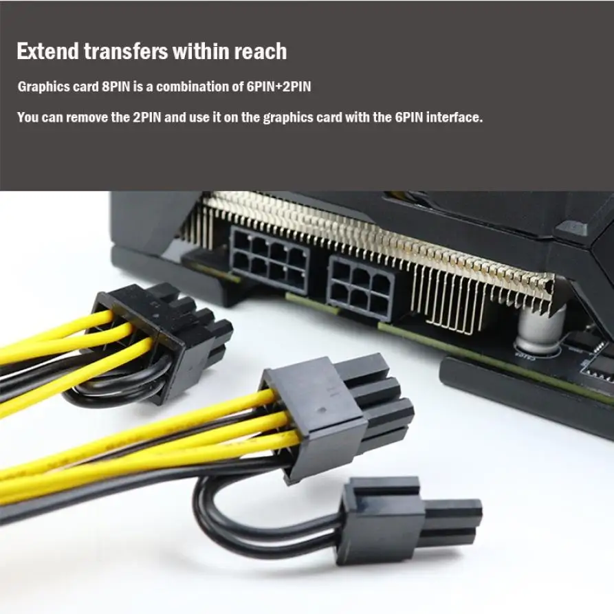 

10Pcs 20cm PCI Express 8 Pin to Dual PCIE 8 (6+2) Pin Power Cable Video Card PCI-E GPU Power Data Cable Splitter Graphics Card