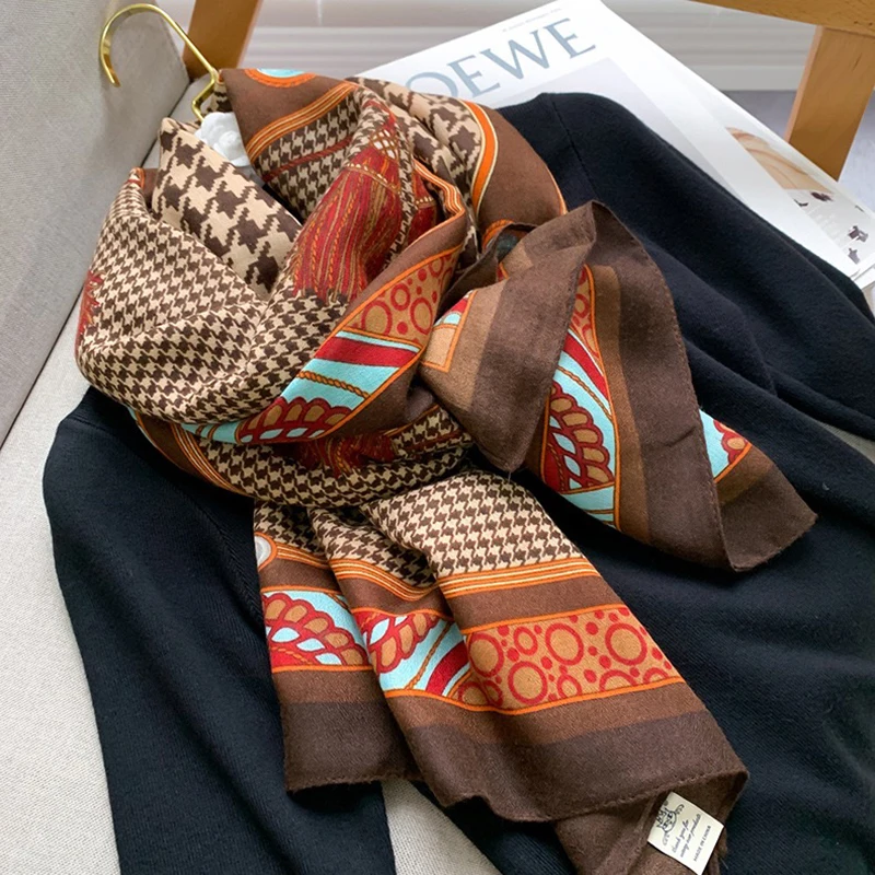 

2021 new design brand ladies scarf fashion printing cotton spring, autumn and winter warm scarf hijab ladies Pashmina Farad turb