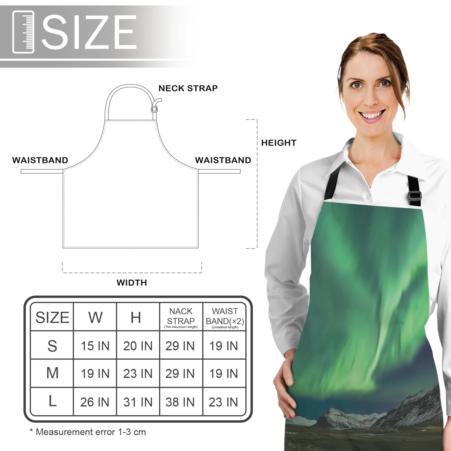 

Kitchen Apron Aurora Natural Scene Adjustable BBQ Bib Canvas Aprons For Women Cooking Baking Restaurant Kids Apron Pinafore