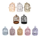 Металлическая птичья клетка в масштабе 1:12 с птичьей клеткой, миниатюрный кукольный домик золотого цвета, Новинка