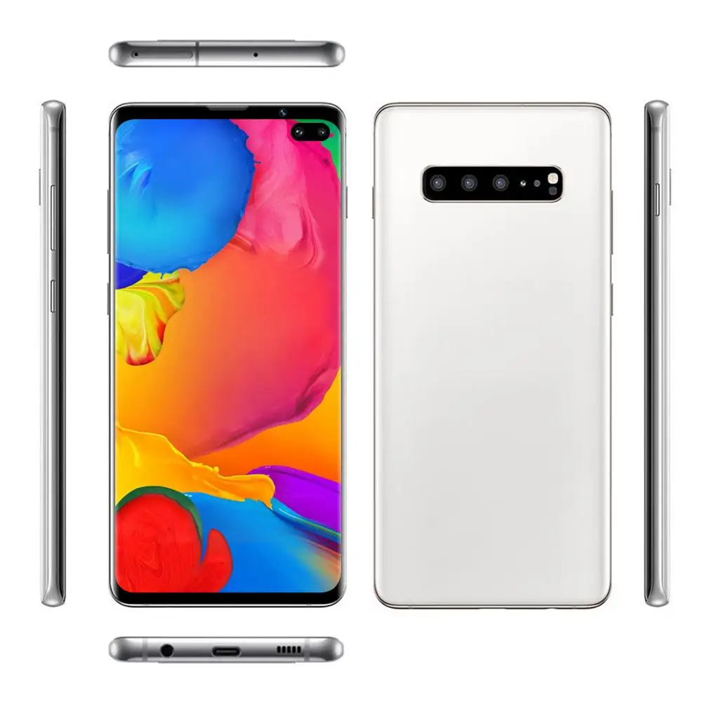 WHITE Смартфон S10+, полноэкранный, 6 ГБ+ 128 ГБ, 8 ядер, Android 9,0, Finger Face ID, двойная камера, 4G, смартфон, мобильный телефон, трубка - Цвет: WHITE