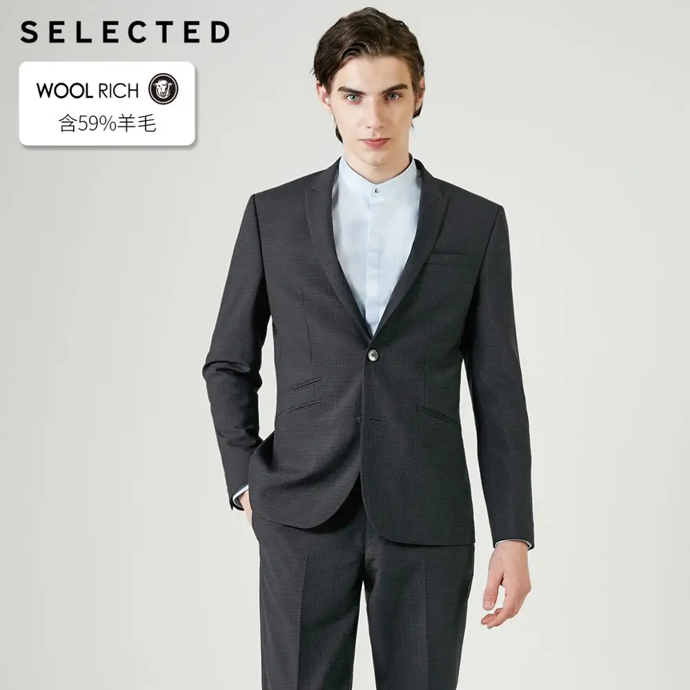 Мужская приталенная клетчатая куртка одежда из смесовой шерсти деловой блейзер