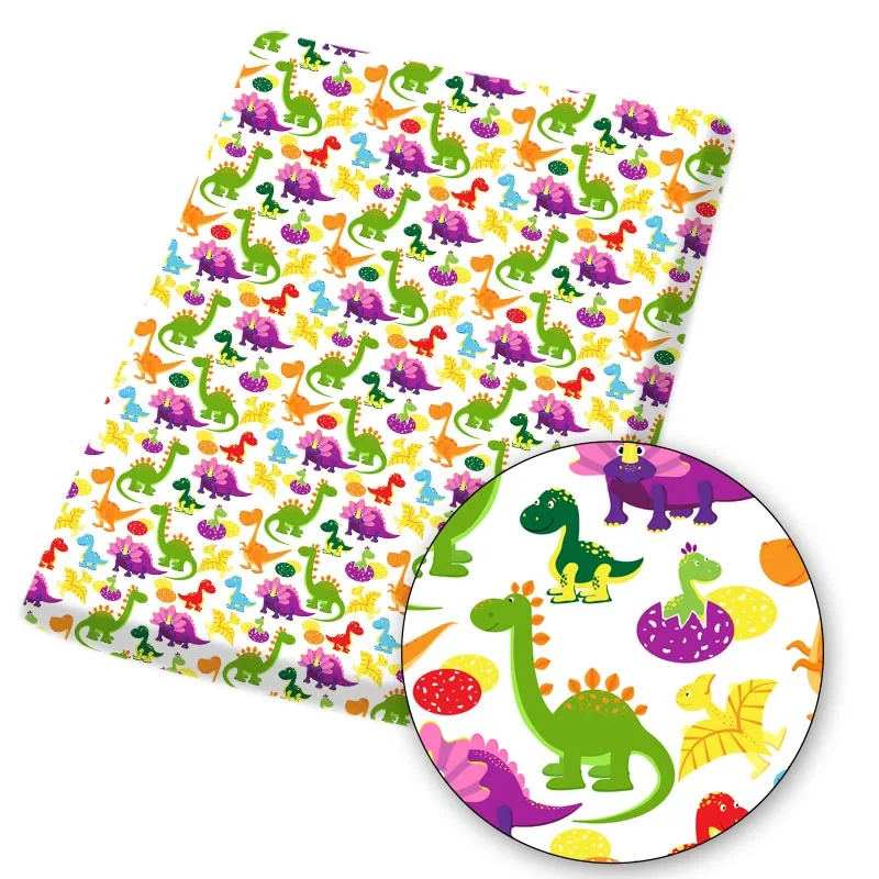 

Polyester Cotton Fabric Cartoon Dinosaur Printed Cloth Sheets For DIY Mask Dress Handmade Materials Home Textile 145*45cm 1pc