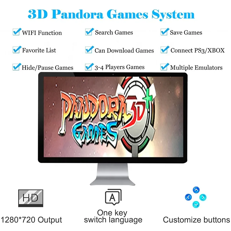 Игровая консоль Pandora 3D с Wi-Fi аркадная игровая 4018 в 1 HD/ VGA выход Jamma кабинет для 2