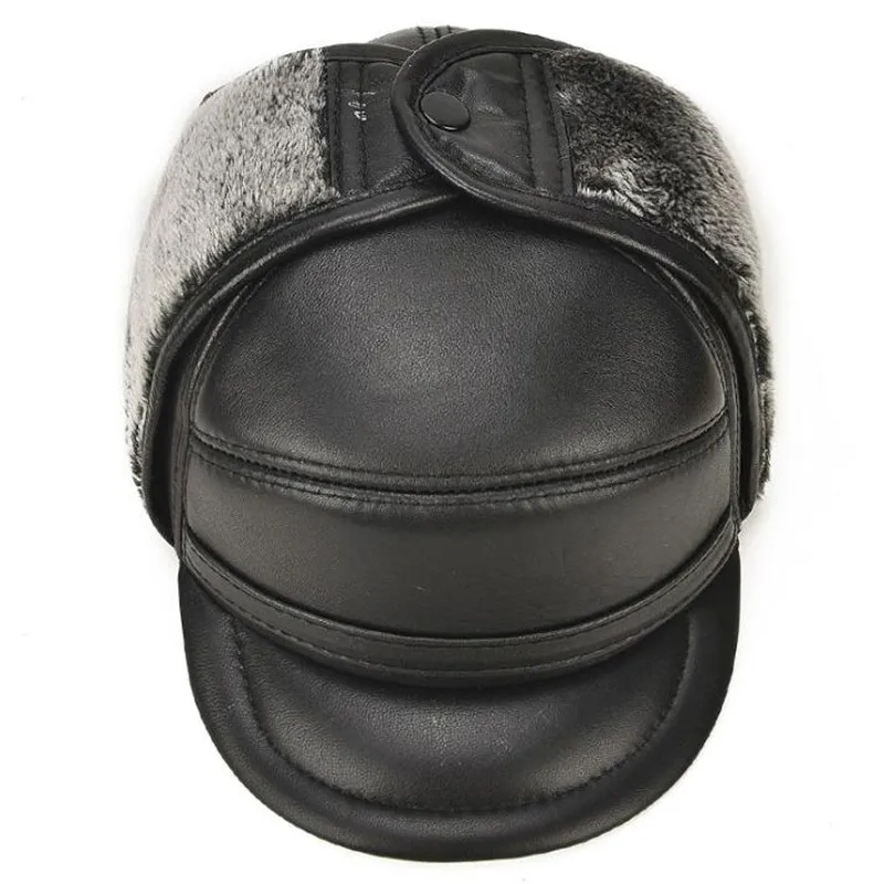 SHALUOTAOTAO Winter Thermal Ear Protectors Bomber Hats For Men's Fashion Thicken Sheepskin Genuine Leather Hat Brands Dad's Cap