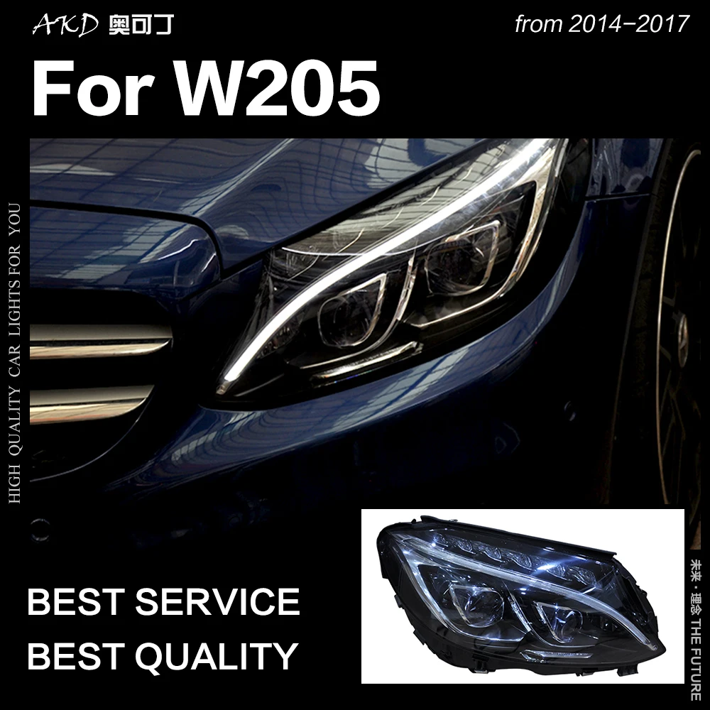 АКД стайлинга автомобилей фара для W205 фары 2014-2017 C300 C260 Новинка светодиодный