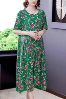zuoman vintage floral mulberry silk dress summer 4xl plus size print runway midi dress elegant women bodycon party vestidos