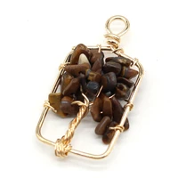 natural gem tiger eye stone rectangle tree of life pendant handmade crafts diy necklace earrings jewelry accessories gift making