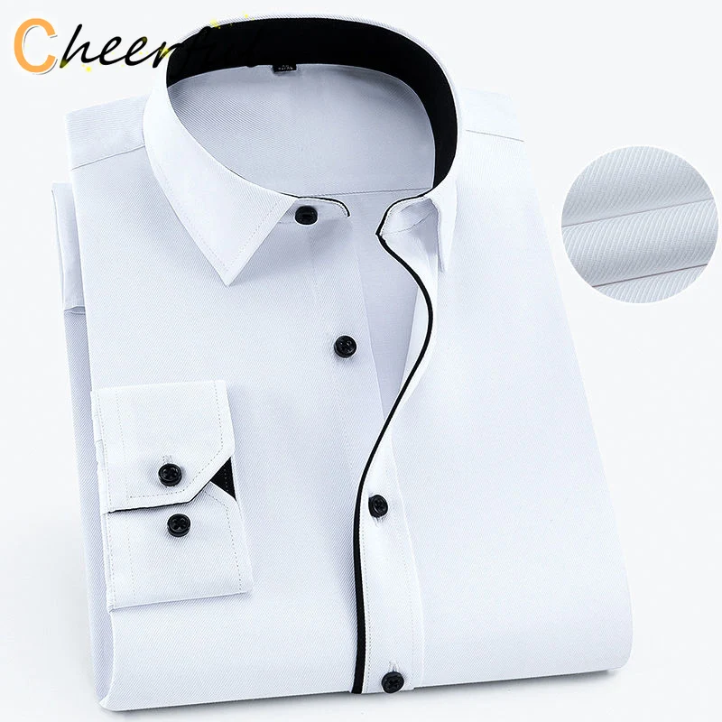 

Мужская деловая Повседневная рубашка размера плюс 9XL 8XL 7XL с длинным рукавом, Классическая полосатая Мужская рубашка для смокинга фиолетово...