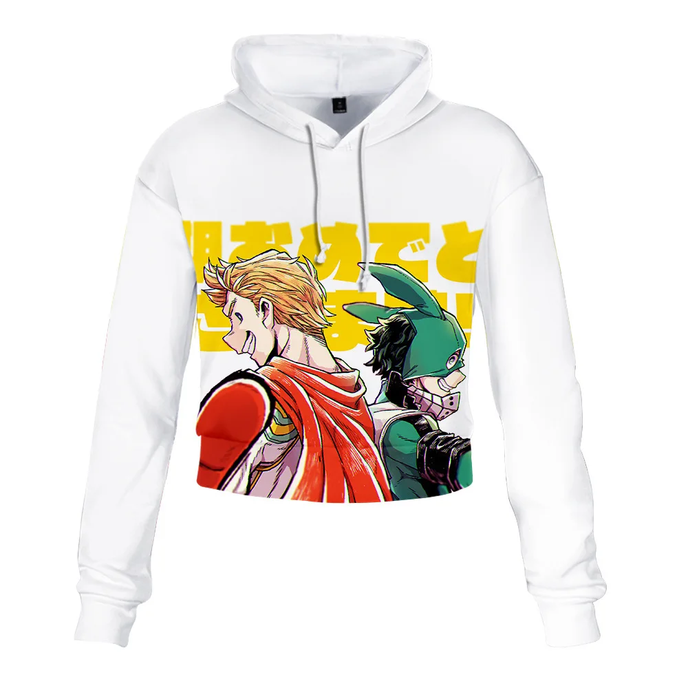 Укороченный топ с капюшоном для девочек женские толстовки 3D принтом Мой герой