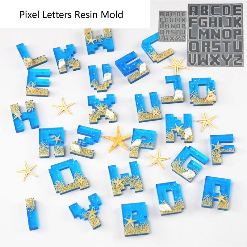 

Pixel Letters Mold Alphabet Pendant UV Resin Silicone Mold Jewelry Making Tools 85LB