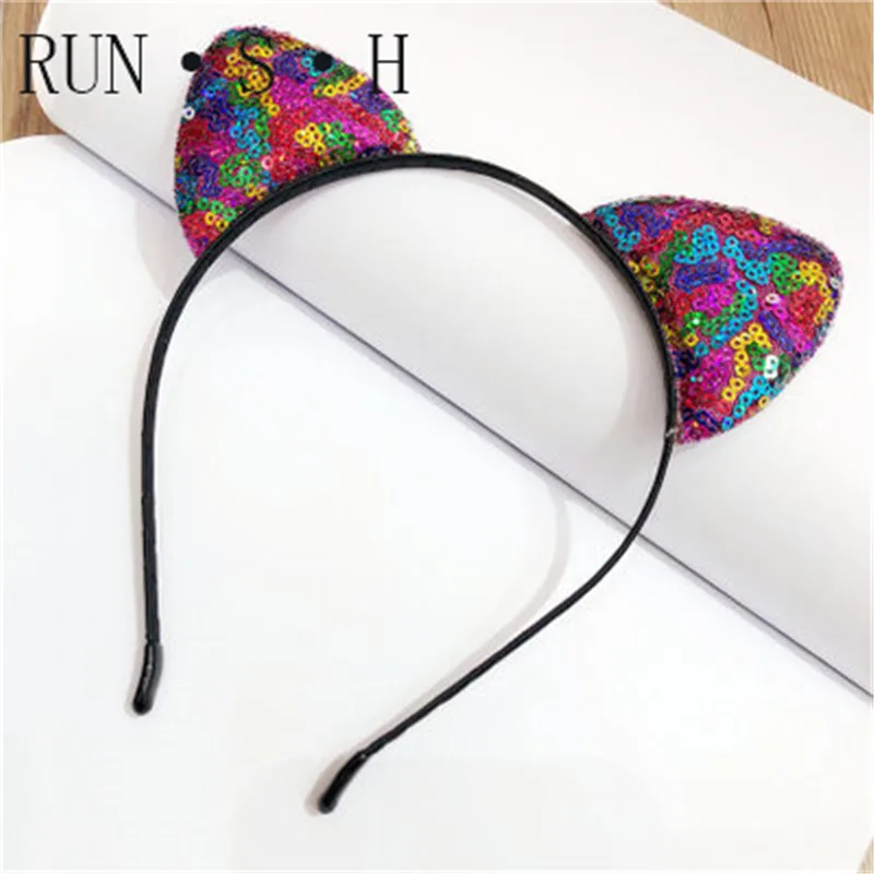 Мультяшная повязка на голову для детской площадки Яркая блестящая с кошачьими