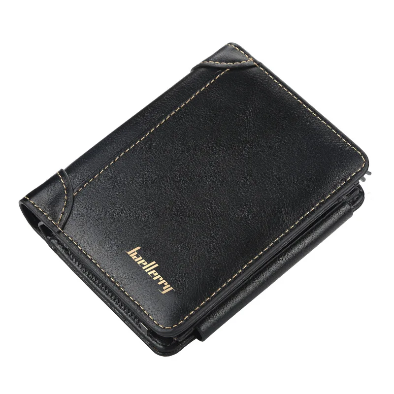 

baellerry 2021 New Short Men Wallets Credit Business Card Card Holder PU Leather Purse for Male Zipper Wallet With Coin Pocket