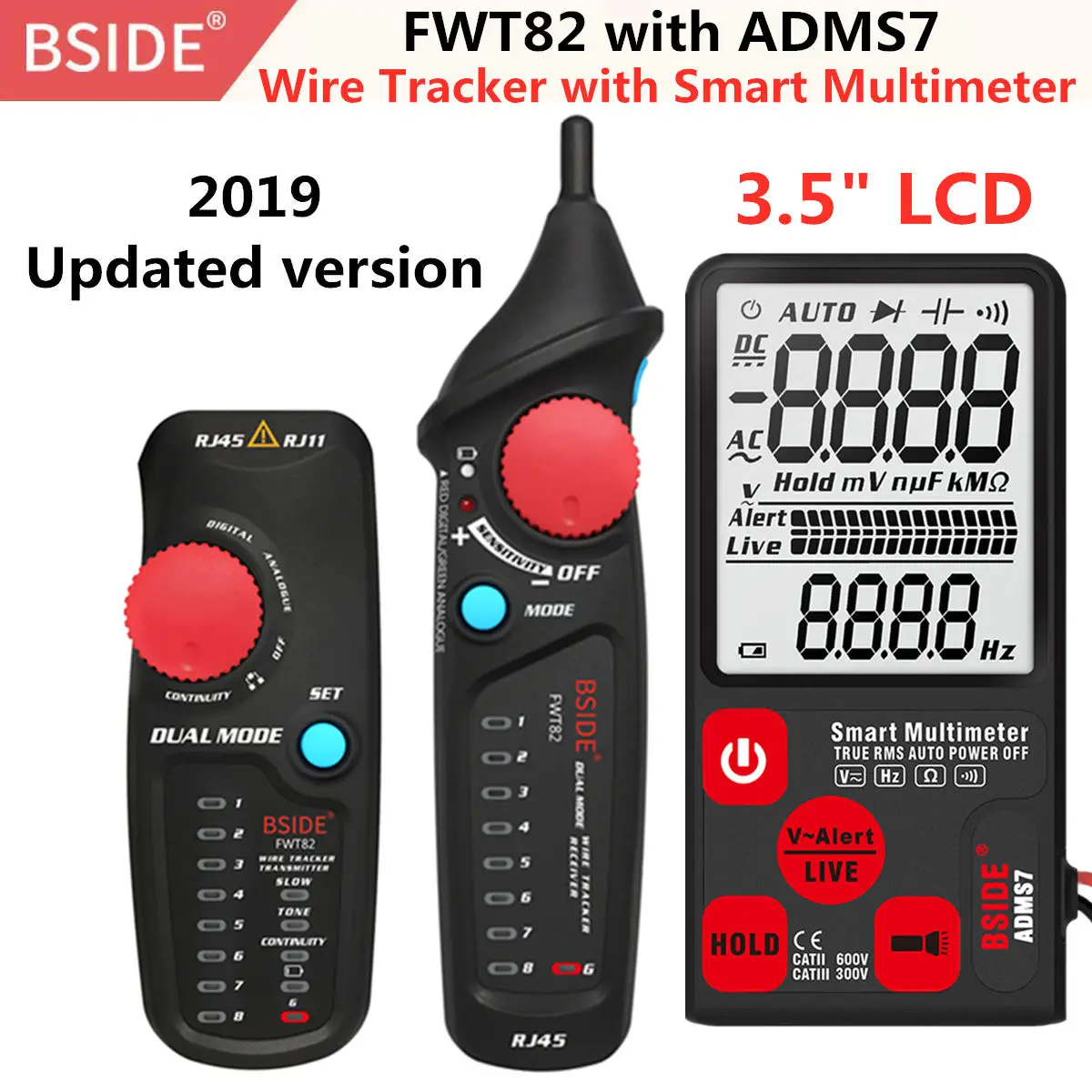 FWT82 with AMDS7 BSIDE FWT82 двойной режим сетевой кабель трекер провода Тонер RJ45 RJ11 Ethernet LAN Tracer анализатор детектор линия искатель - Цвет: FWT82 with AMDS7