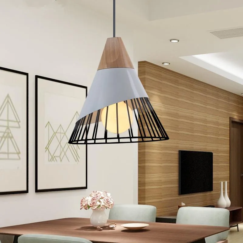 Наклона лампы подвесной светильник с древесины и Алюминий Ресторан Бар Кофе