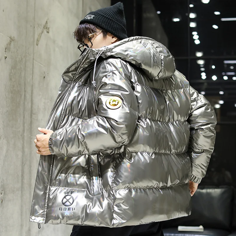 Down jacket men winter new collection 90% white duck down coat warm wear hooded jacket windbreaker  shiny fabric high quality