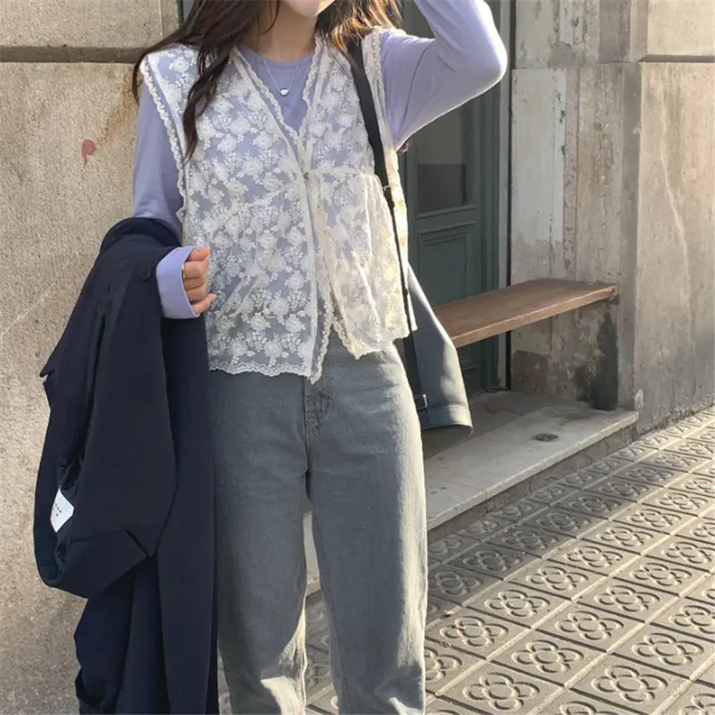 Женский кардиган с кружевом Alien Kitty тонкая летняя безрукавка универсальная 2020 |