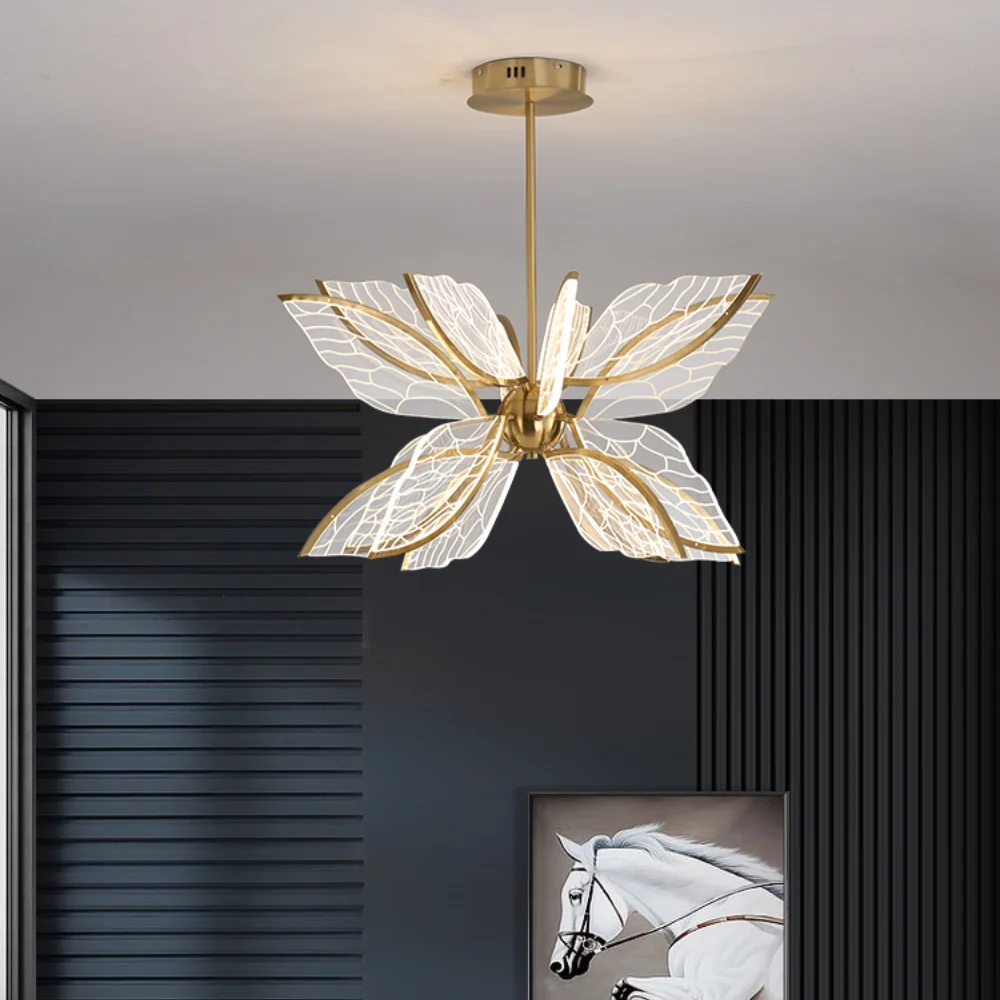 

Modern Butterfly Living Room LED Pendant Lamp Nordic Simple Bedroom Kitchen Creative Golden Transparent Acrylic NJ70611