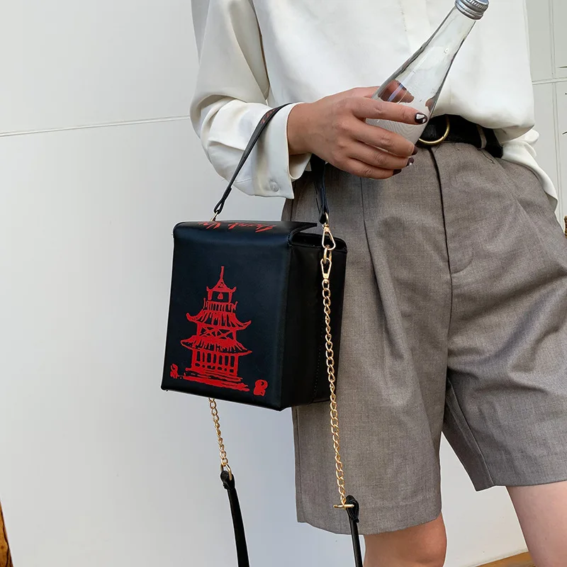 

Новая Европейская и американская мода креативная сумка-мессенджер в китайском стиле из искусственной кожи на цепочке Индивидуальная сумка...