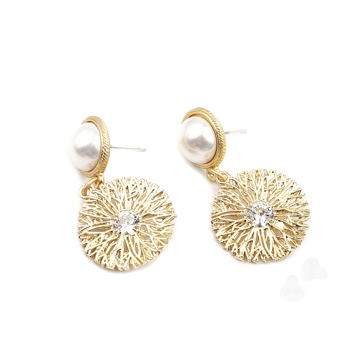 

Flowers Ear Post Stud Earrings Gold Color White Irregular Imitation Pearl Earrings Minimalist Fashion Jewelry, 1 Pair