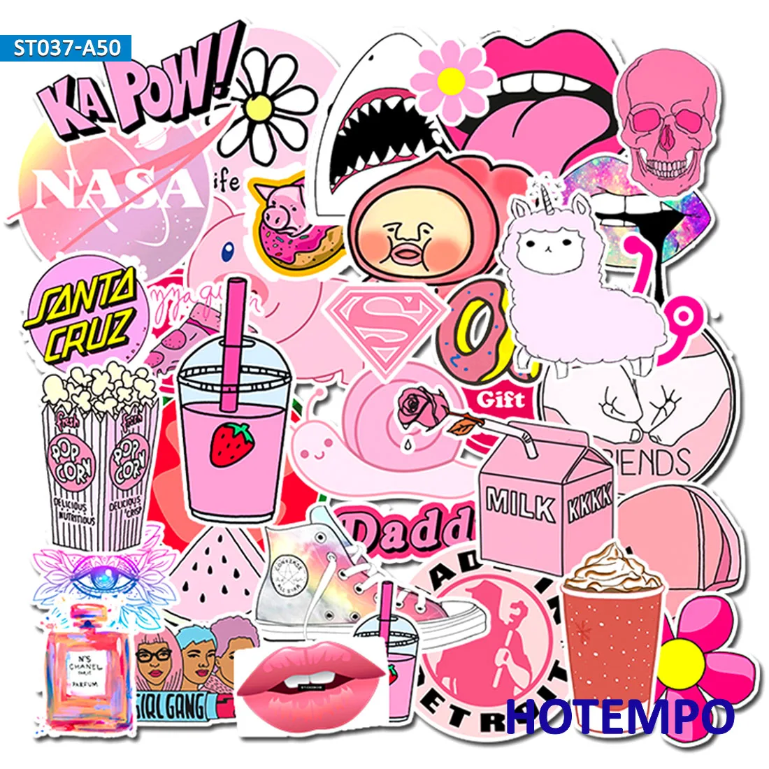 50 шт. Vsco Girls Kawaii Pink Fun Sticker для DIY мобильный телефон ноутбук чемодан скейтборд