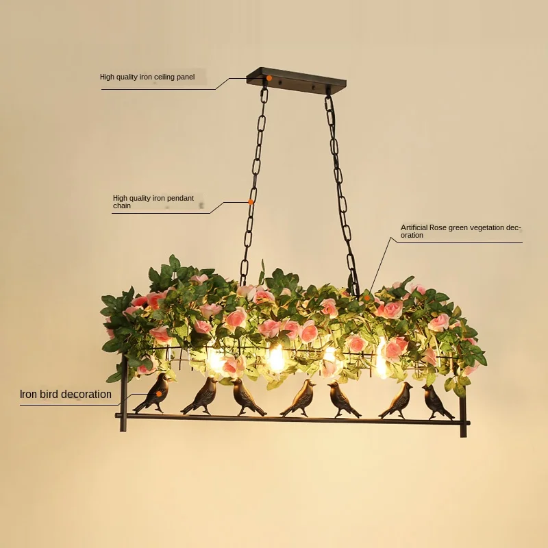 

American industrial style metal bar plant Birdcage Chandelier Creative personality art retro restaurant bedroom decor