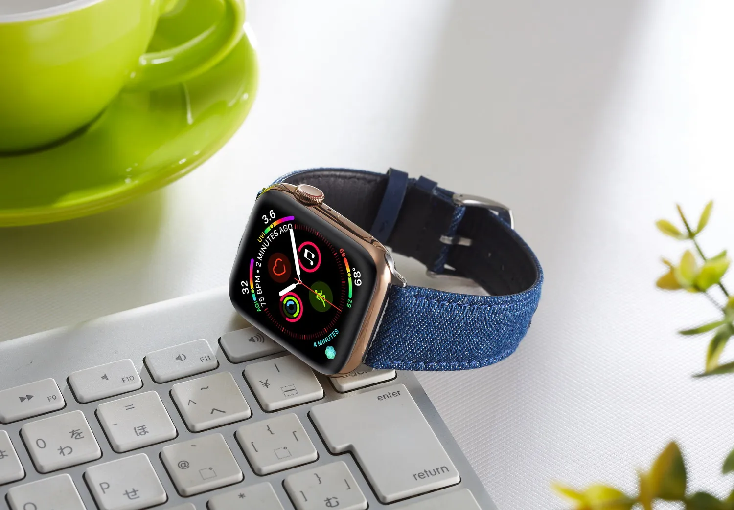 UEBN Denim with Leather Metal Buckle band for Apple Watch Series 6 strap for iWatch 6 5 4 44mm 40mm 38mm 42mm Watchbands