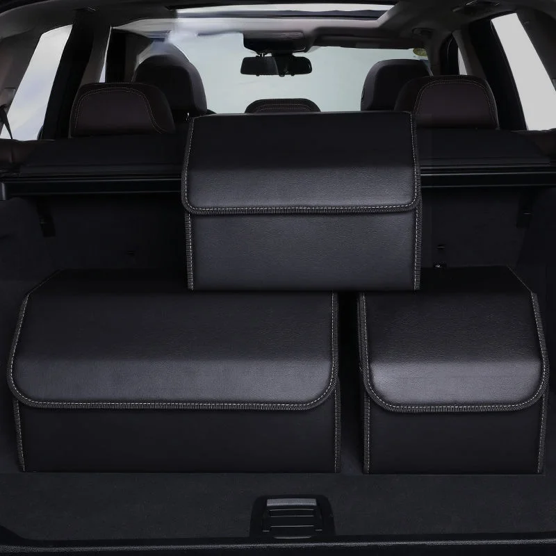 Органайзер для багажника автомобиля, коробка для хранения, искусственная кожа, авто, складные карманы для хранения в багажнике для автомоби...