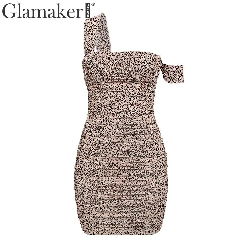 Glamaker, трикотажное облегающее платье с леопардовым принтом, женское элегантное платье без рукавов с высокой талией, женские вечерние платья на осень и зиму, сексуальное платье