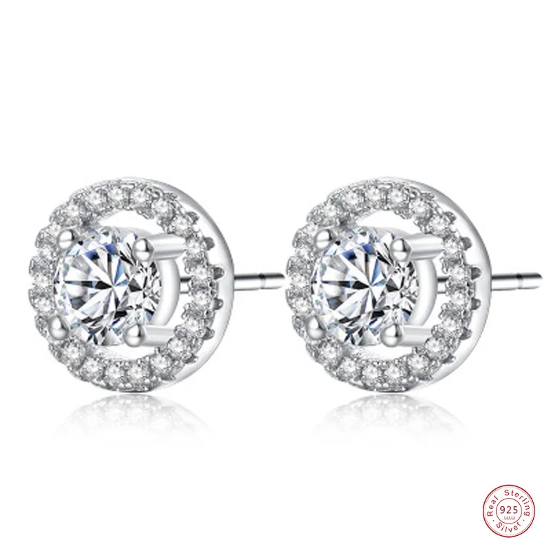 Простой серебристый цвет круглые серьги гвоздики для женщин Ослепительная