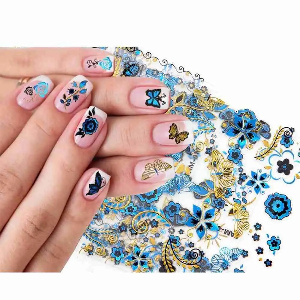

3D Colorful Butterfly Nail Foil Stickers Holographic Art Manicure Decals Flower Self Nails Stickers Adhesive Nail Decoratio R2Q6