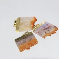 fashion jewelry natural slice raw citrines druzy stone gold point pendant 2020 yellow crystal quart pendant women accessories