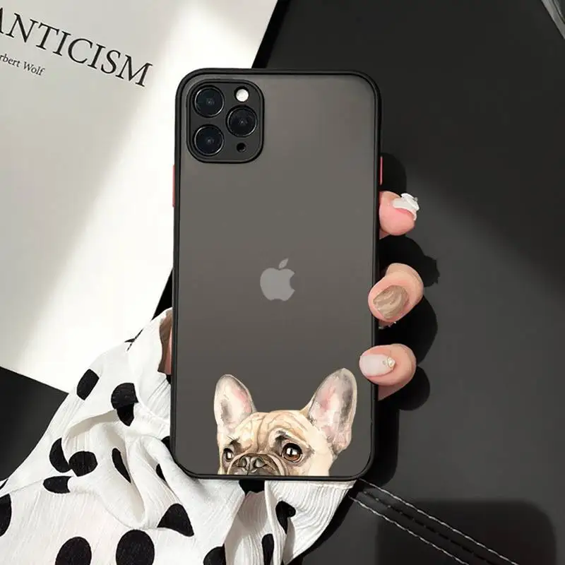 

Pug Dog French Bulldog luxury funda Phone Cases shell matte transparent For iphone 7 8 11 12 plus mini x xs xr pro max cover