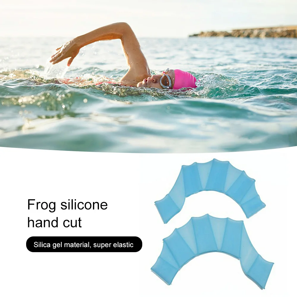 

1 Pair Silicone Hand Fins Unisex Frogs Type Webbed Swimming Gloves Hand Paddles for Surfing Diving Water Exercise Swimming Tools