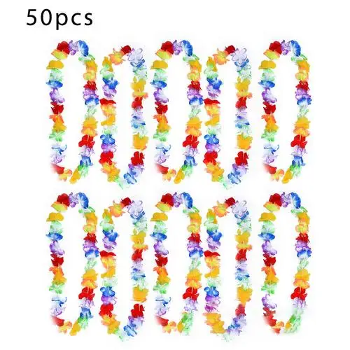 Type 3 50pcs 50 шт., искусственный венок, гавайский Лейс, гирлянда, ожерелье, Гавайские цветы, вечерние украшения, пляжный венок, сделай сам, подарок, свадебные украшения - Цвет: Type 3 50pcs