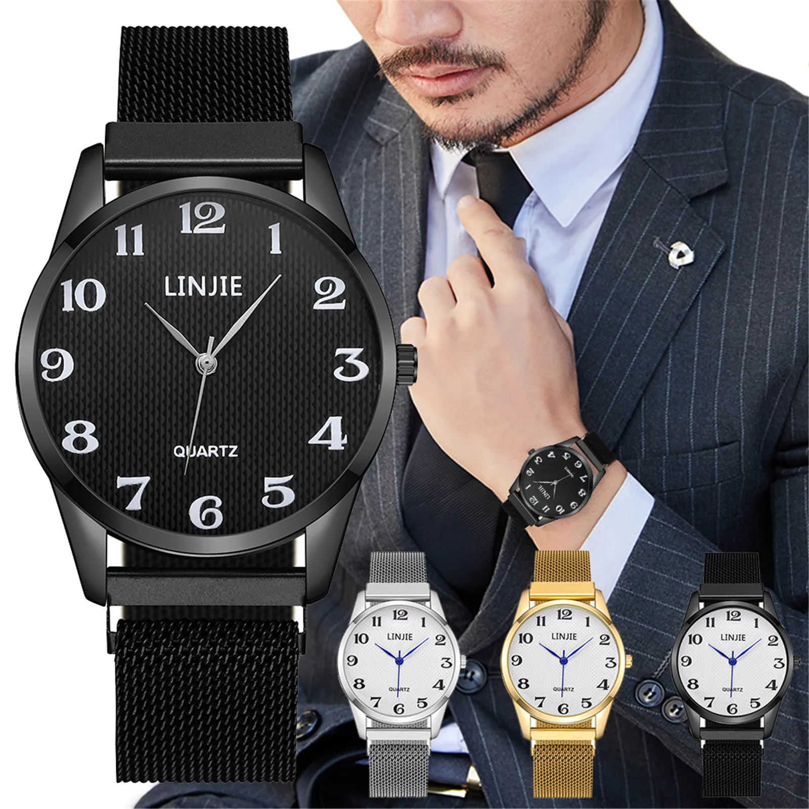 

Wristwatch For Man Top Brand Luxury Stainless Steel Colorful Glass Clocks Men Watch Business Sport Quartz Clock WristWatch