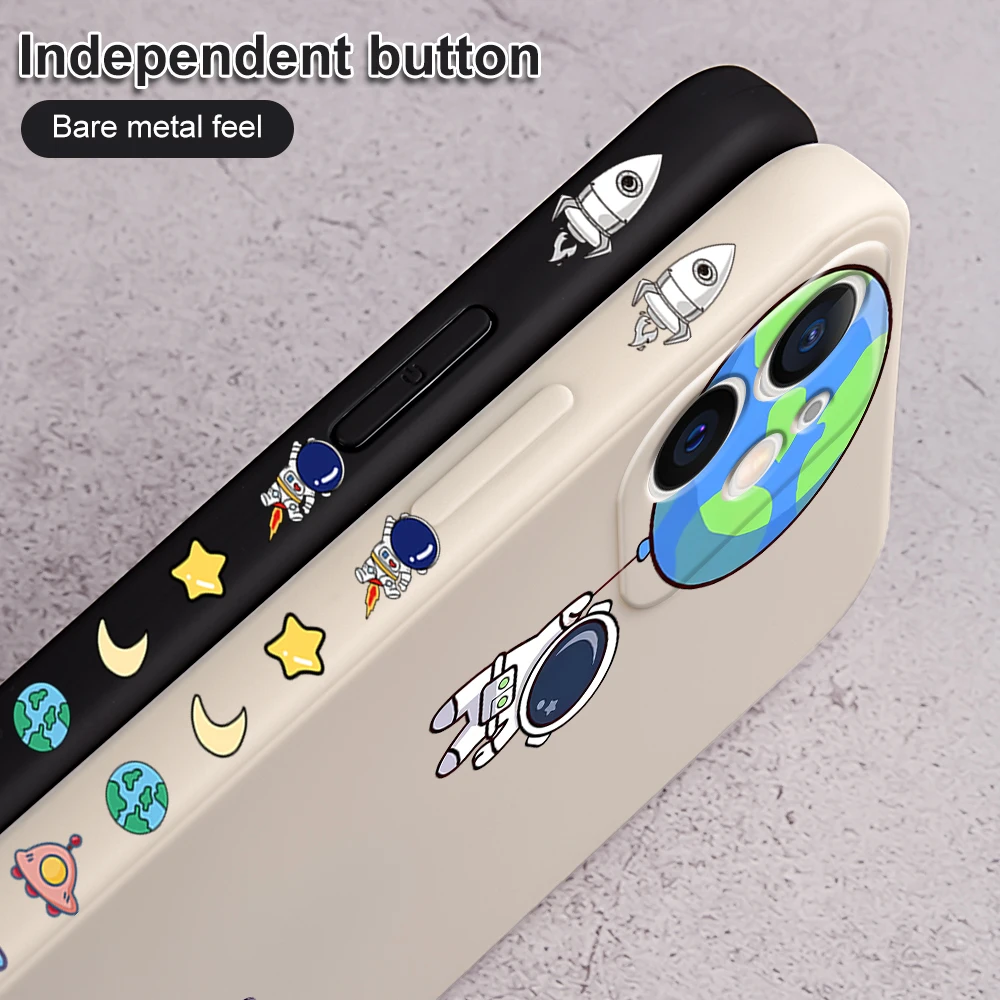 Space Astronaut Telescope Phone Case For iPhone 13 12 11 Pro Max Mini XS X XR 7 8 6 6s Plus Luxury Liquid Silicone Covers | Мобильные