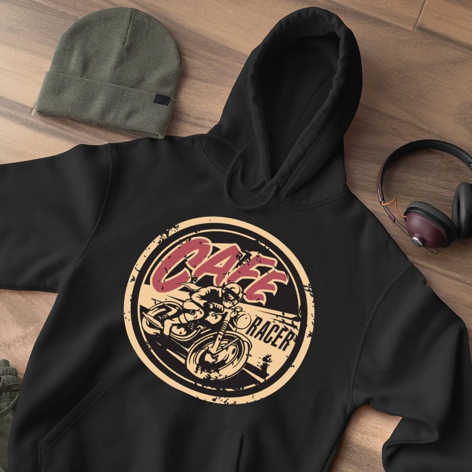 Мужская хлопковая толстовка с капюшоном свободного покроя