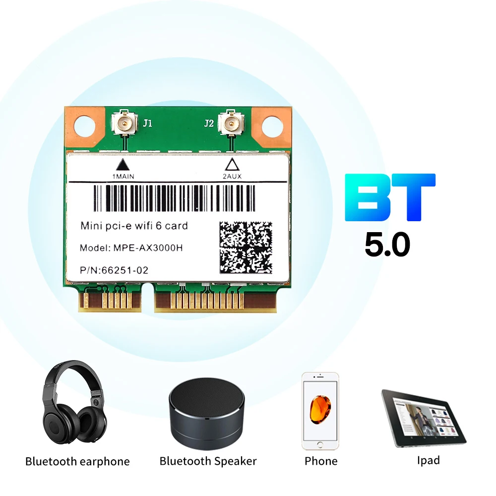 2974 Мбит/с Wi Fi 6 Dual Band Беспроводной Половина Mini PCI E беспроводная сеть карты Bluetooth 5 0