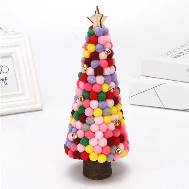 1 шт. Рождественская елка орнамент с плюшевым шаром деревянным пентагоном