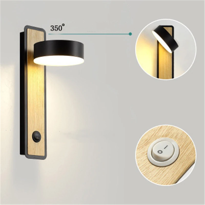 

Nordic Modern Simple Indoor Wall Light Living Room Decoration Stair Lamp Bedroom Hotel Creative Decoration Rotating Bedside Lamp