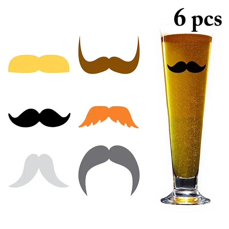 6 шт. силиконовые этикетки для бутылки с усами|Наборы бара| |