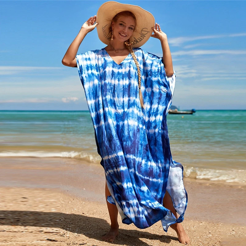 Женское платье-макси в полоску с V-образным вырезом | Женская одежда