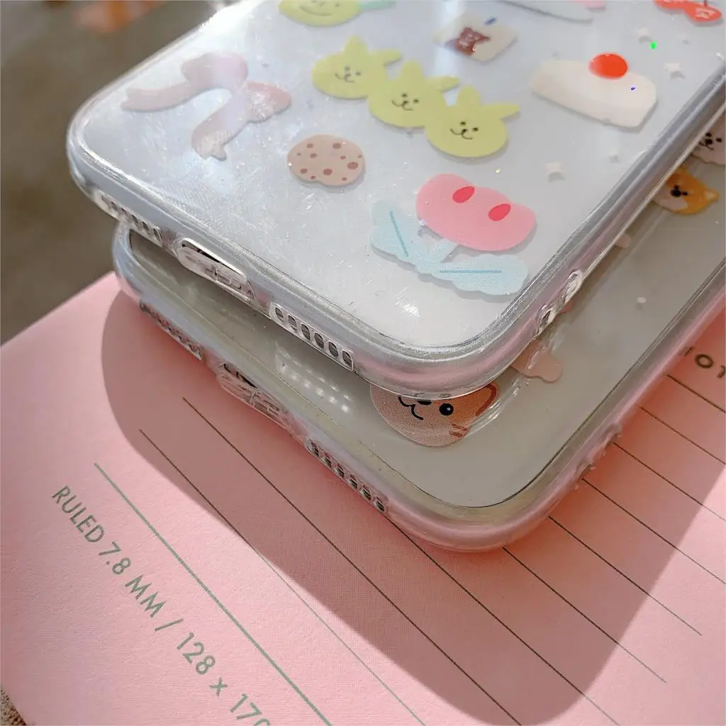 

INS Korea cute birthday party angel rainbow puppy rabbit phone case for iphone Xs Max Xr X 6 6S 7 8 plus soft TPU back cover