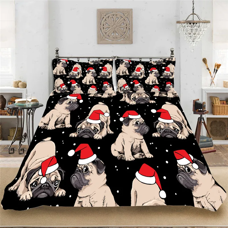 Рождественский Комплект постельного белья с милой собачкой полный размер
