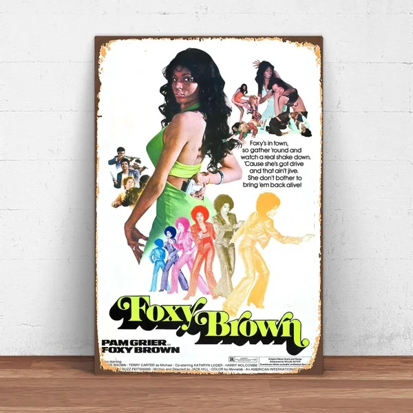 

Foxy Brown 1974 Movie vintage Metal Tin Sign Pin Up Metal Sign Metal Decor Wall Sign Wall Decor (20cmx30cm)