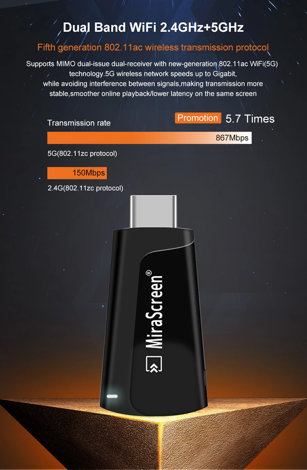 4K 3840*2160 ТВ-карта беспроводной медиа-поток HDMI miracast youtube 2,4G/5,8G WIFI tv ключ airplay для andriod ios