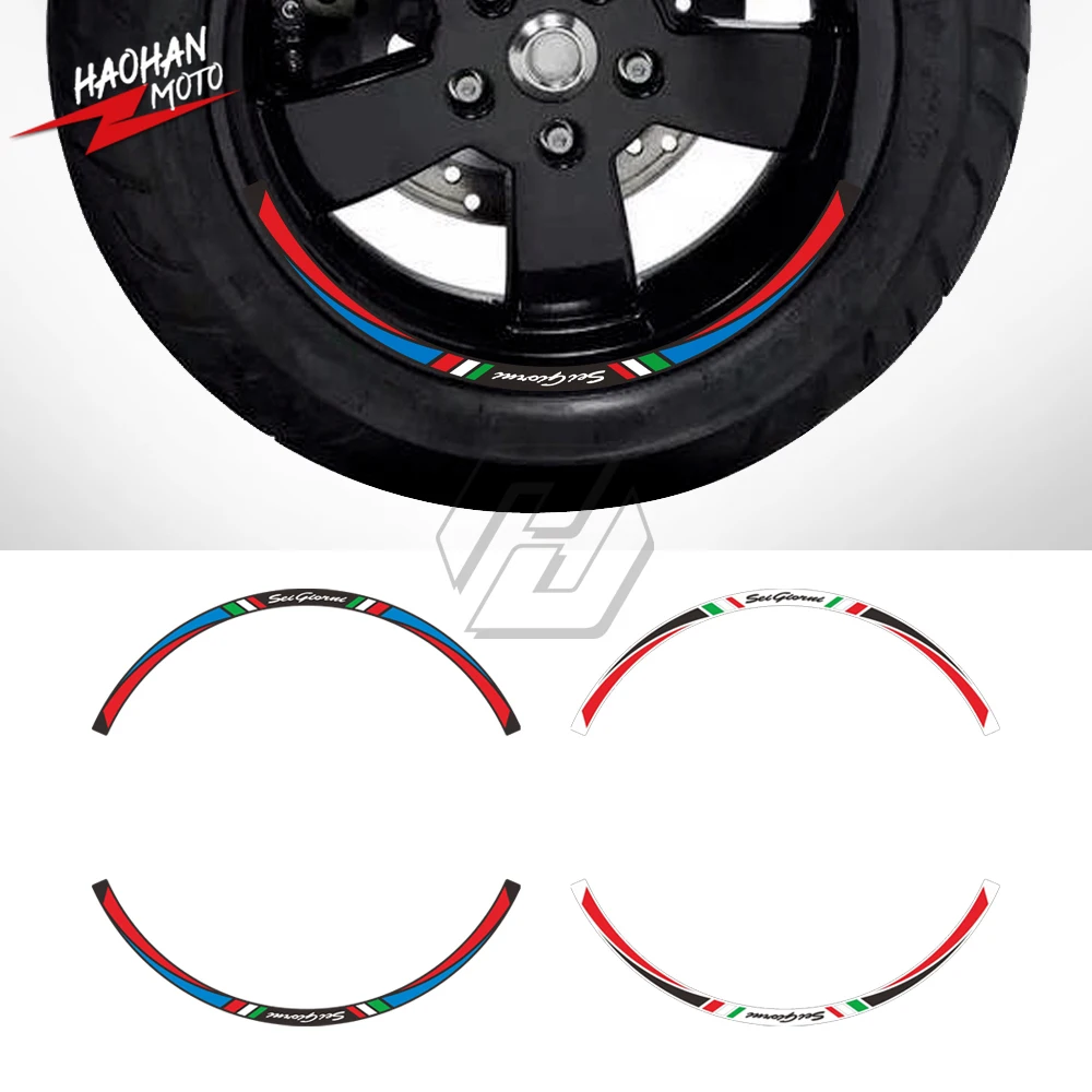

For Piaggio Vespa GTS 300 Sei Giorni II Edition Rim Decals Scooter 12" Wheel Reflective Sticker Set