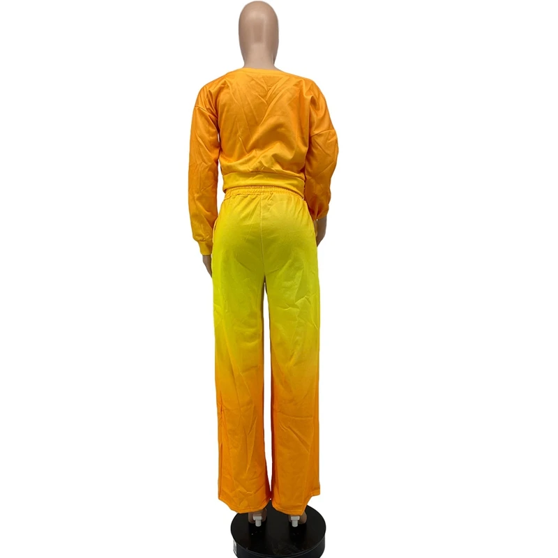 

ZOOEFFBB Fashion Two Piece Set Long Sleeve Top and Wide Leg Pants Sexy Fall Outfits Matching Sets for Women Clothes Lounge Wear