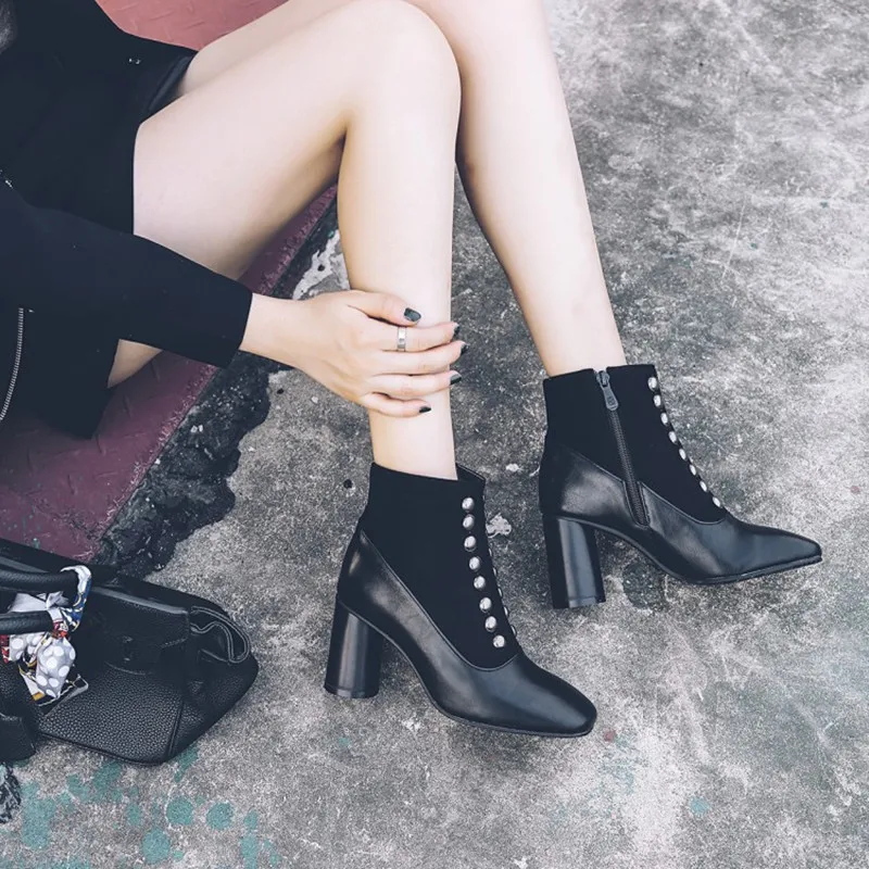 Женские ботинки на высоком каблуке толстом Botas Femininas De Inverno Зимняя теплая женская